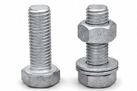 Hot-dip galvanized hex bolt with nut and washers