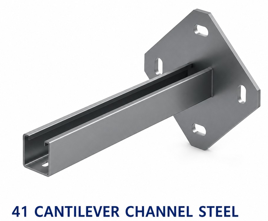 41 single cantilever arm channel bracket with base plate